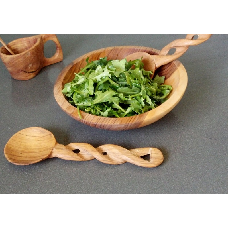 8-Inch Hand-Carved Kenyan Salad Serving Set