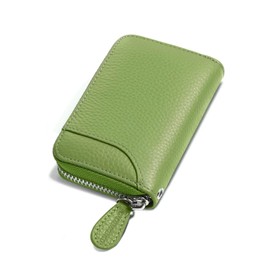 GADIEMKENSD Credit Card Holder RFID Protection Leather Wallet 14 Compartments Card Holder with Zip Case, yellow, Compact