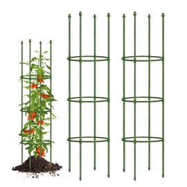 Breeze Touch 2 Pack Tomato Support Cages, Up to 59 Inch Adjustable Tomato Trellis for Garden & Pots, Small Plant Cages, Plant Support for Climbing Vegetables, Flowers, Beans, Cucumber Peony