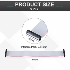 sourcing map 3 Pcs IDC Flat Ribbon Cable, 2.54mm Pitch 43mm Width 50cm Long 34 Pin FC to FC Flat Ribbon Connector Jumper Wire for PC, LED Displays