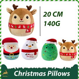 20cm Christmas Plushies Plush Reindeer Toy for Kids,Cute Xmas Reindeer Squishy Christmas Plush Pillow Toy Soft Toy 8" Stuffed Animal Reindeer Plushies Toys for Girls Boys Gift Christmas Cuddly Toy