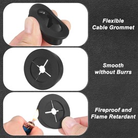 M METERXITY 6-Pack Rubber Grommets for Wiring 30mm Desk Grommet Double-Sided Flexible Cable Cord Grommet Desk Hole Cover for Cables/Wires Through Protection Cable Grommet [Black]
