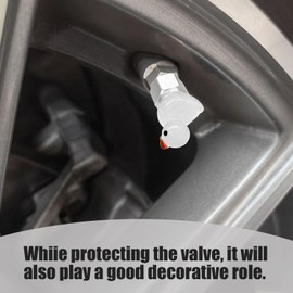 xbrtaia Duck tire Valve caps,4 Pack Light up Valve stem caps, Cute Tire Valve Caps,Compatible with Most Cars, Motorcycles, Trucks, Bicycles. (White)