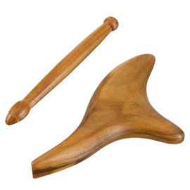 Nogeqi 2 Stück Gua Sha Massage Holz, Dreieckige Triggerpunkt Massagegerät, Natürliche Massagestab Holz, Triggerpunkt Drücker für Rücken, Nacken, Schultern