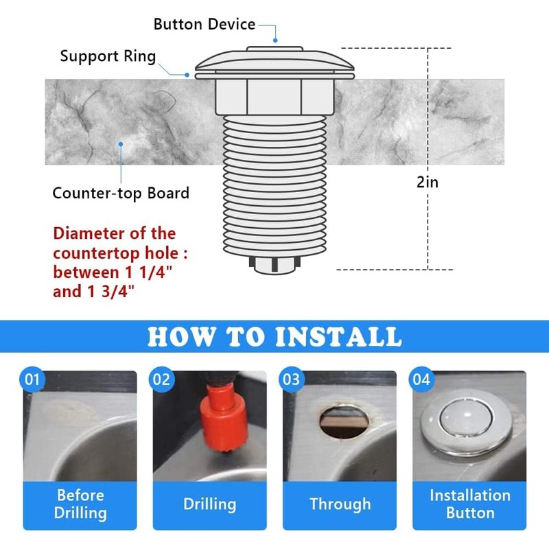 Garbage Disposal Switch, Cordless Air On Off Kit for Food