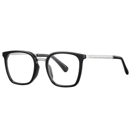 AABV Oversized Square Nearsighted Reading Glasses for Women Ladies,Blue Light Blocking Spring Hinges Eyeglasses,Anti UV Ray/Glare/Eyestrain Computer Readers(Black,3.00)