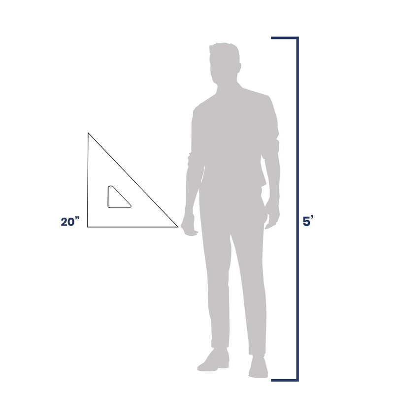 Pacific Arc Drafting Triangle, 20-inch, 45/90 Degrees, Clear Acrylic