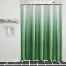 Furlinic Stall Sage Green Shower Curtain 60x72 Inch,Waffle Weave Ombre Weighted Fabric Shower Curtains for Bathroom Hotel Spa Luxury,Heavy Duty Textured Cloth Shower Curtain Set with Plastic Hooks