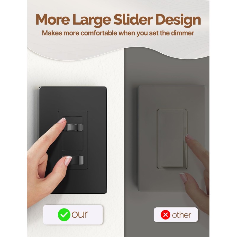 MOES Black Dimmer Light Switches 4 Pack, 3 Way &