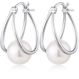 Pearl Drop Earrings Pearl Earrings Pearl Diamond Earrings Dangle Pearl Earrings Silver Pearl Earrings for Women Sterling Silver Leverback Pearl Earrings Pearl Leverback Earrings White Pearl Earrings