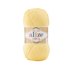 Alize Diva Silky Effect 100% Microfiber Acrylic Yarn Crochet Arts Lace Craft Lot of 2 Balls Each Ball 100g 350m - 187 Light Yellow