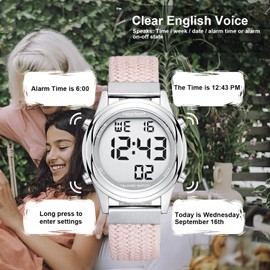 Hearkent Talking Watch for Women, Loud Clear English Speaking for Elderly Blind or Visually Impaired, Large Digital Watch for Seniors Women, Lady's Wrist Watch