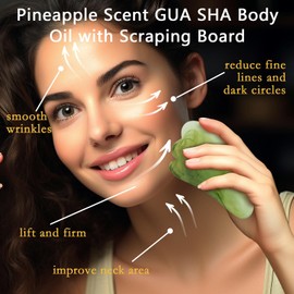 MR.A MR.A 2 Pack Pineapple Juice Scented Body Oil, Vitamin E Hydrating Body Oil with Jojoba Oil, Pineapple Body Oil after Shower for Dry Skin, Massage Oil Guasha Oil with Guasha Tool