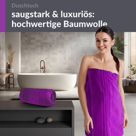 Lashuma Shower Towel Large 70 x 140 cm Set of 2 London Beach Bath Towels Purple - Aubergine