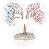 TUMBEELLUWA Rose Quartz+Aquamarine Crystal Stone Money Tree with Agate Slice