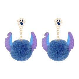 Pom Pom Earrings for Women Cute Paws Fluffy Fur Ball Earring Long-eared Pom Earrings Christmas Friendship Jewelry