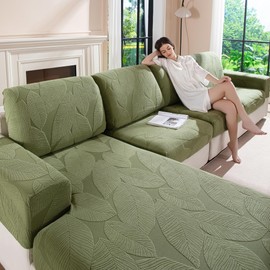 OHSIO Sofa Cover - Universal Elastic Sofa Cover for Seat Cushion, Non-Slip, Washable & Easy Care, Ideal for Sofa Protection (Green, 1 x Seat Cover L)