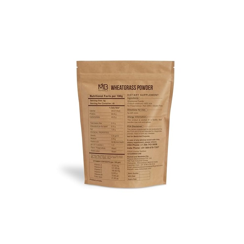 MB Herbals Wheatgrass Powder 8 oz (1/2 lb) | 100%