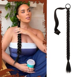 Sofeiyan Braid Extensions Pferdeschwanz Verlängerung mit Haargummi 76cm Lange Geflochtener Ponytail Verlängerung Natürliches Haarverlängerung Synthetisches Zopf Haarteil für Damen