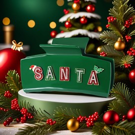 Christmas Hair Claw Clips for Women Girls Xmas Snowflake Santa Baby Hair Clips Large Rhinestone Red Green Hair Claws Holiday Hair Accessories Christmas Party Outfits Gifts