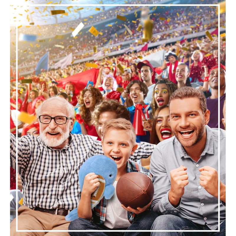 DolliBu Large Blue Whale Stuffed Animal with Football Plush -