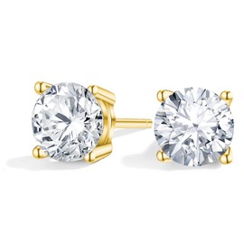 Moissanite Earrings Lab Created Diamond 925 Sterling Silver Stud for Men Women Anbamahong Jewelry Gifts (2 CTW (Yellow Gold))