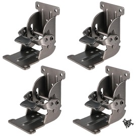 MANCHAP 4 piezas Bisagras Plegables Autobloqueantes, Soporte de Bisagra de Pata Plegable de 0-90-180 Grados con Tornillos para Pata de Mesa, Banco de Trabajo, Negro