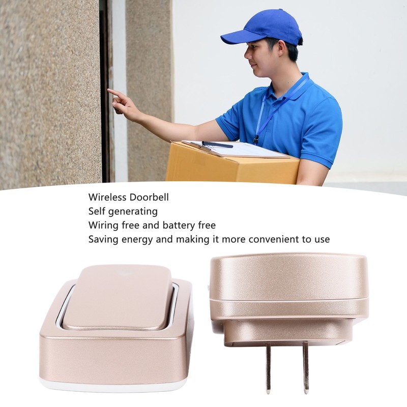 Wireless Doorbell Battery Free Self Generating Waterproof Mini Doorbell AC