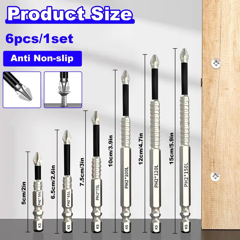 SoundZero 6 Piece Power Bit Drill Bit Set, Tidepick High