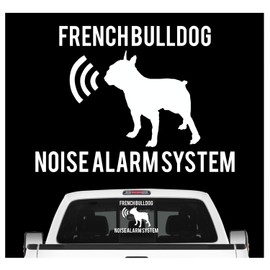 siviwonder French Bulldog Noise Alarm System Car Sticker Dog Foil Frenchie Bully Colour White Size 10 cm