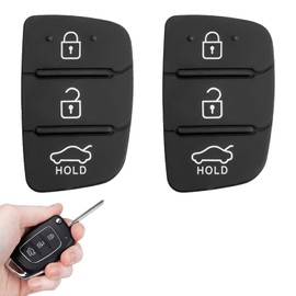 Pack of 2 Car Key Keypad, Key Shell Keypad Rubber 3 Buttons Compatible with Hyundai Santa Fe Tucson i40 i30 i20 i10 ix20 ix30 ix25 ix35 Remote Control Replacement Button Pad