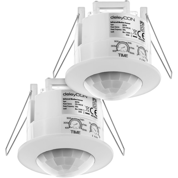 deleyCON 2 x Infrared Motion Sensor Flush-Mounted Ceiling Mounting Indoor