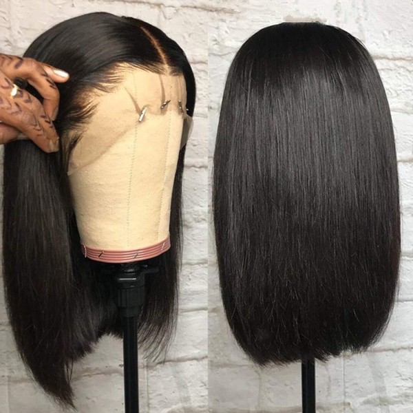 TOOCCI Short Bob Wigs Straight Bob Wigs Human Hair 2x6 Deep Middle Part Lace Front Human Hair Wigs For Black Women 150% Density Pre Plucked Hairline 16 inch