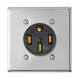 NEMA 14-50WR Heavy-Duty Weather-Resistant Outlet Kit with Stainless Steel Wall Plate-125/250V,50 Amp,3-Pole 4-Wire,Ideal for Electric Vehicle Charging,RVs,Welders,and Heavy-Duty Appliances,UL Listed