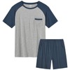 MoFiz Mens Pajama Set Short Sleeve 2 Piece Sleep Bottom