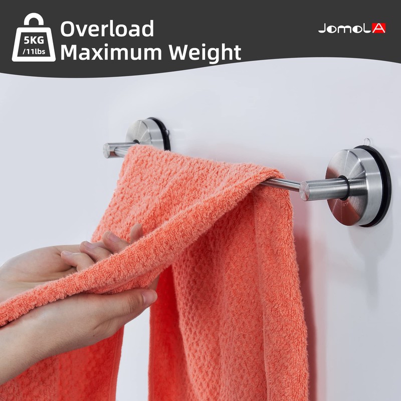 JOMOLA Towel Bar Suction Hand Towel Rack for Bathroom Stainless