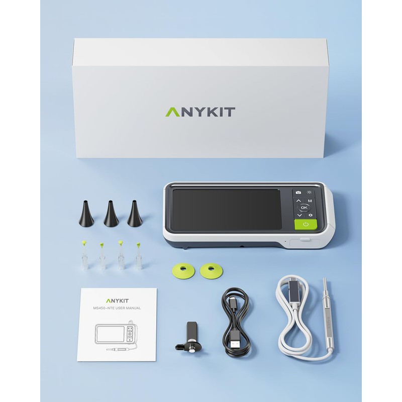 Anykit Digital Otoscope with Gyroscope, 4.5 Inches Screen, 3.9mm Ear