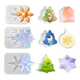 Molde De Resina Para Adornos Navideños De Silicona, 9 Piezas