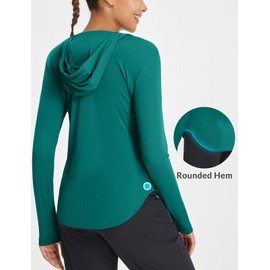 baleaf Women's UPF 50+ Sun Shirts UV Protection Hoodie Neck Gaiter SPF Lightweight Clothing for Running Hiking Fishing Green XL