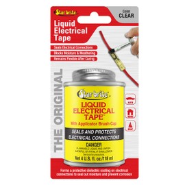 STAR BRITE Liquid Electrical Tape with Applicator Brush Cap - Superior Adhesion & Flexible Protection for Frayed Cables, Terminals & Electric Splices - Clear 4 fl oz. (084108B)