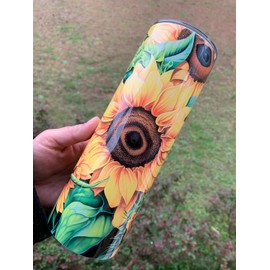 Tumbler Sunflower Tumbler 20oz Cup Mug Hot Cold Drinks w/ Lid Straw Stainless