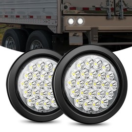 Nilight 4Inch Round Trailer Tail Light 2PCS 24LED White Back Up Reverse Light w/Flush Mount Grommets Plugs IP67 Waterproof for 12V Truck Trailer Bus RV Camper ATV UTV