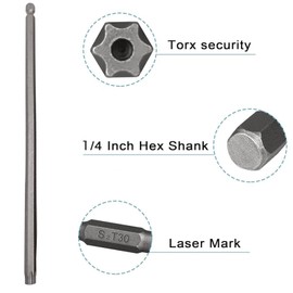 GIONAR 200mm Long Torx Screwdriver Bit Sets, 8Pcs Long Screwdriver Bits 1/4" Hex Shank Bit Set, Magnetic Torx Bit Set T8 T10 T15 T20 T25 T27 T30 T40, S2 Steel Impact Driver Bits