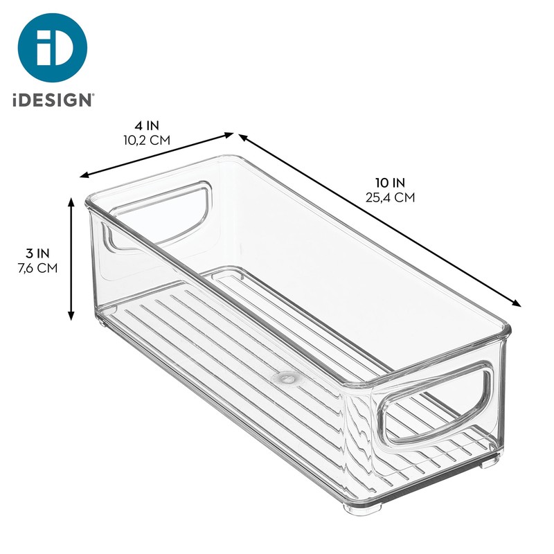 iDesign Stackable Clear Plastic Storage Bins – Narrow Organizer for
