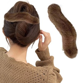 EsiFare Hair Clip, Fluffy, Cute, Tail Clip, Commute, Mokomoko Hair Clip, Large, Fur Hair Clip, Everyday Hair Ornament, Banana Clip, Shark Clip, Can Be Used for Dense Hair, Popular Hair Barrette,