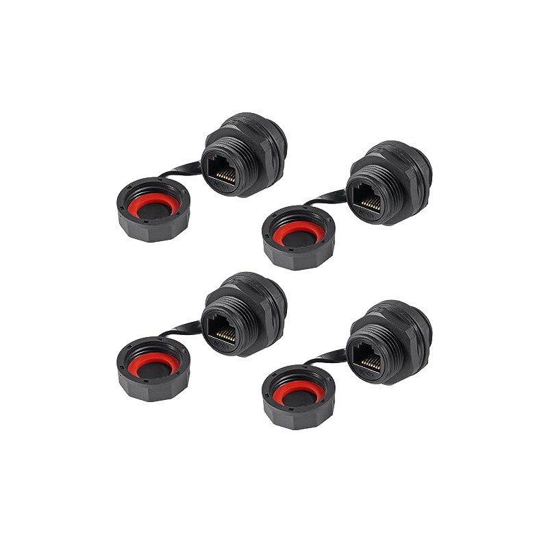 Cuatro conectores de cable de red local Ethernet RJ45 cat6
