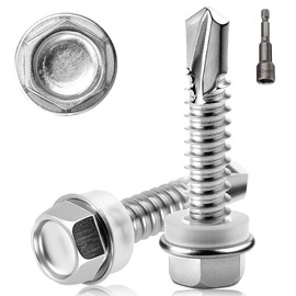 300 PCS Self Tapping Screws Metal M4.2X16MM Hex Head Self Drilling Screws 410 Stainless Steel Tech for Metal Tapping Bolts for Ventilation Pipes Corrugated Roofing Windows with Hex Socket