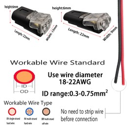 Terminal Blocks 2 Pin/3 Pin CTRICALVER Branch Connector Easy and Quick Wiring Installation Junction Wiring Connector D2 Transparent 16 Pieces + D3 Transparent 12 Pieces