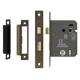 Decoranddecor Sash Mortice Door Lock with Keys - 3inc / 76mm - Antique Brass - Fire Rated - UKCA & CE Approved