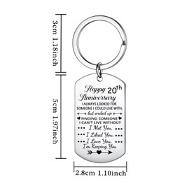 MADHAHEFU Happy 20th Year Wedding Anniversary Presents for Wife Husband Anniversary Keychain for couple Mum Dad Valentine Birthday Gifts I’m Keeping You Keyring Presents (20th)